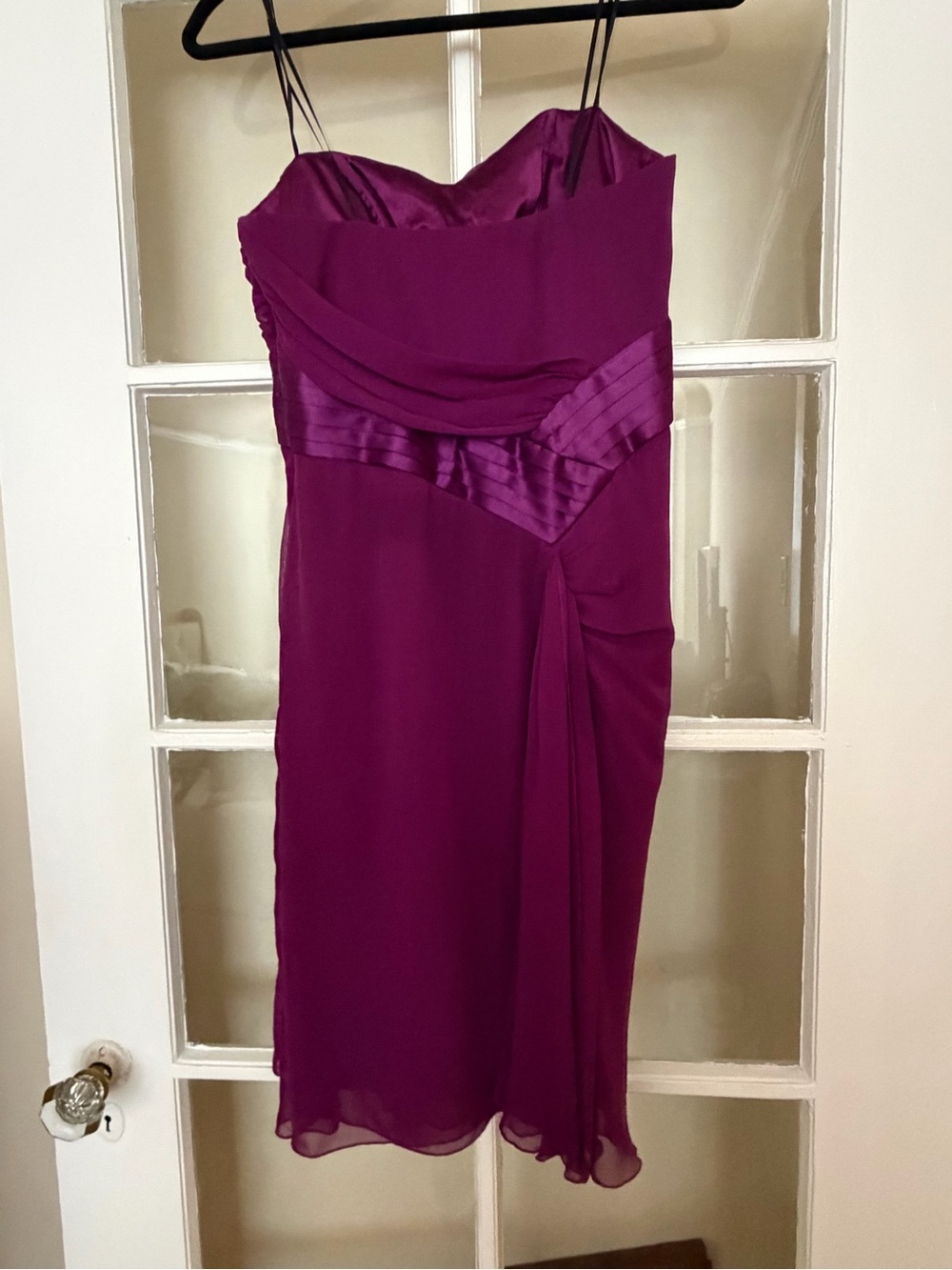 Strapless Pleated Evening Dress in Deep Magenta - Picture 3 of 7